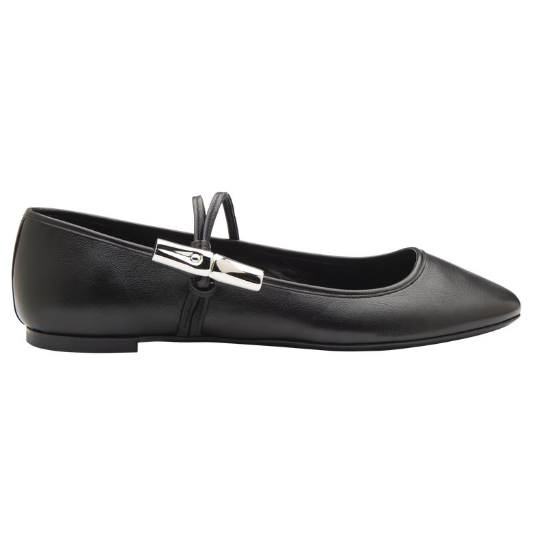 Longchamp Le Roseau Women Ballerinas Black | Australia-107RPSYON