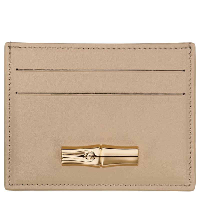 Longchamp Le Roseau Women Card Holder Beige | Australia-394MSAJXP