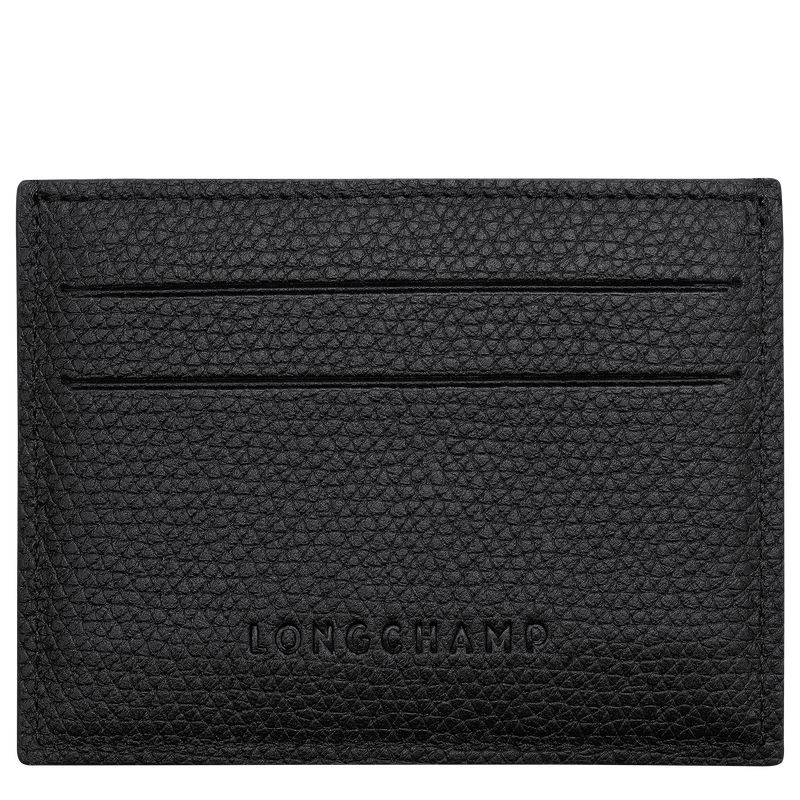 Longchamp Le Roseau Women Card Holder Black | Australia-415VEWAKH