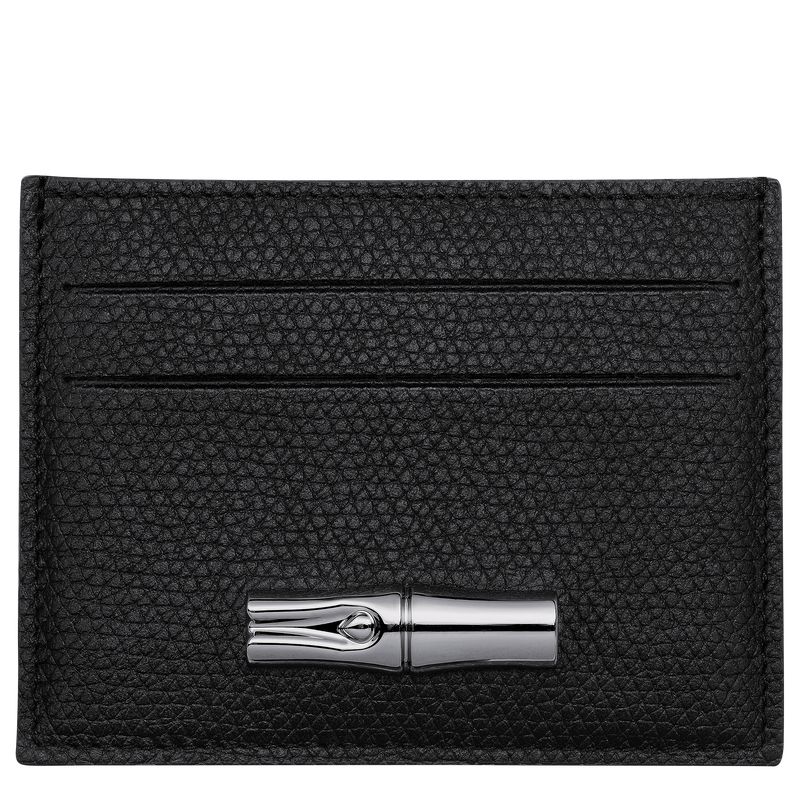 Longchamp Le Roseau Women Card Holder Black | Australia-415VEWAKH
