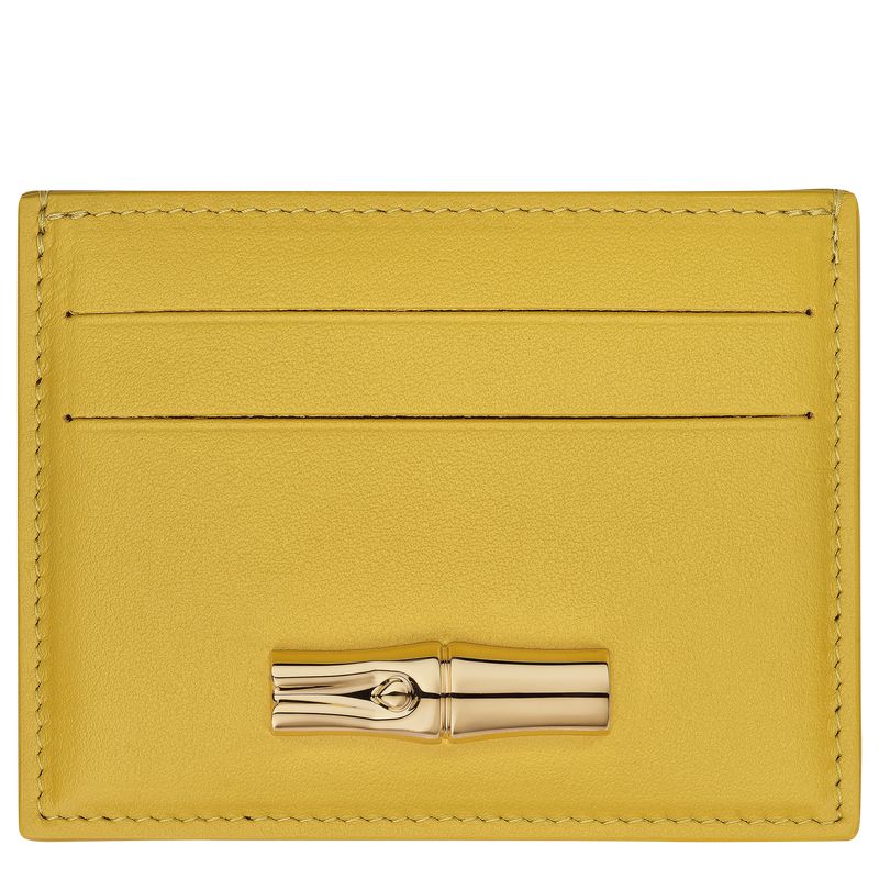 Longchamp Le Roseau Women Card Holder Yellow | Australia-853ASVXWQ