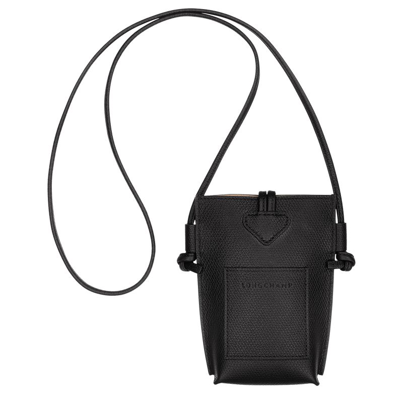 Longchamp Le Roseau Women Phone Case Black | Australia-209ACZSYQ