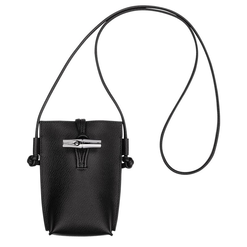 Longchamp Le Roseau Women Phone Case Black | Australia-209ACZSYQ