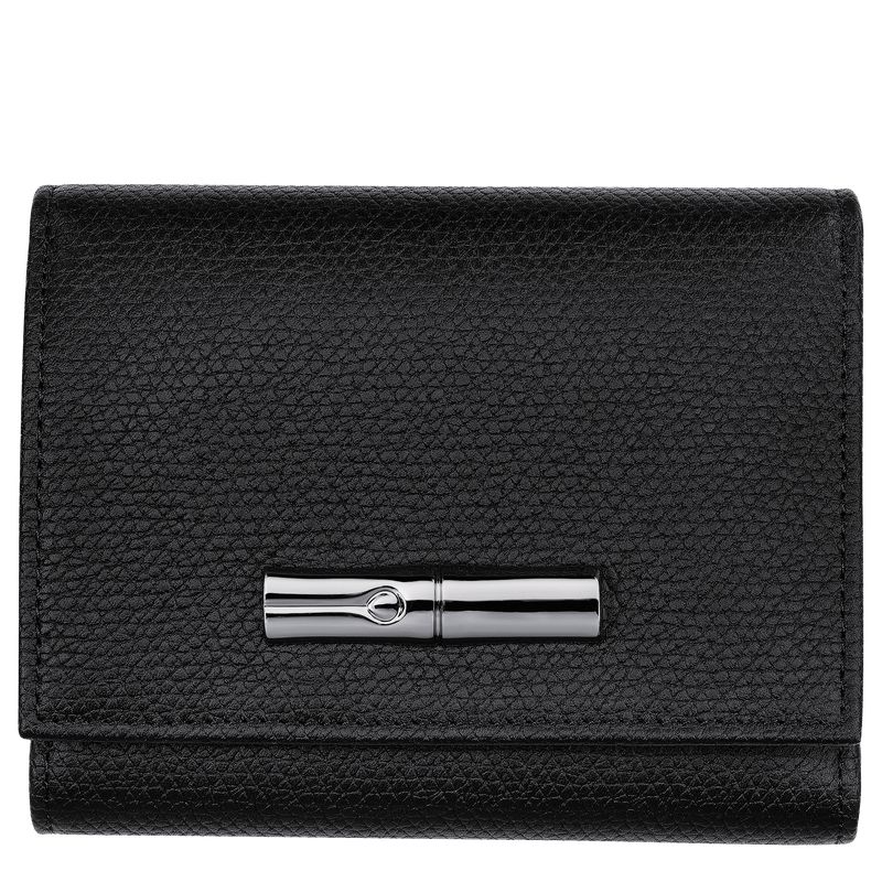 Longchamp Le Roseau Women Wallet Black | Australia-459BUCSJE
