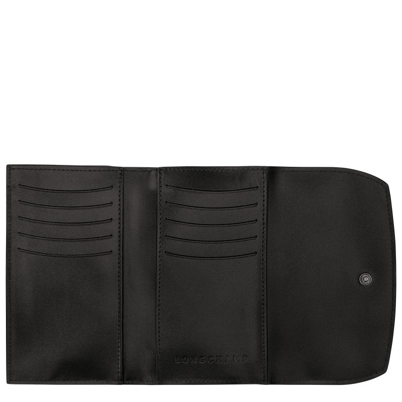 Longchamp Le Roseau Women Wallet Black | Australia-294IWAYDV