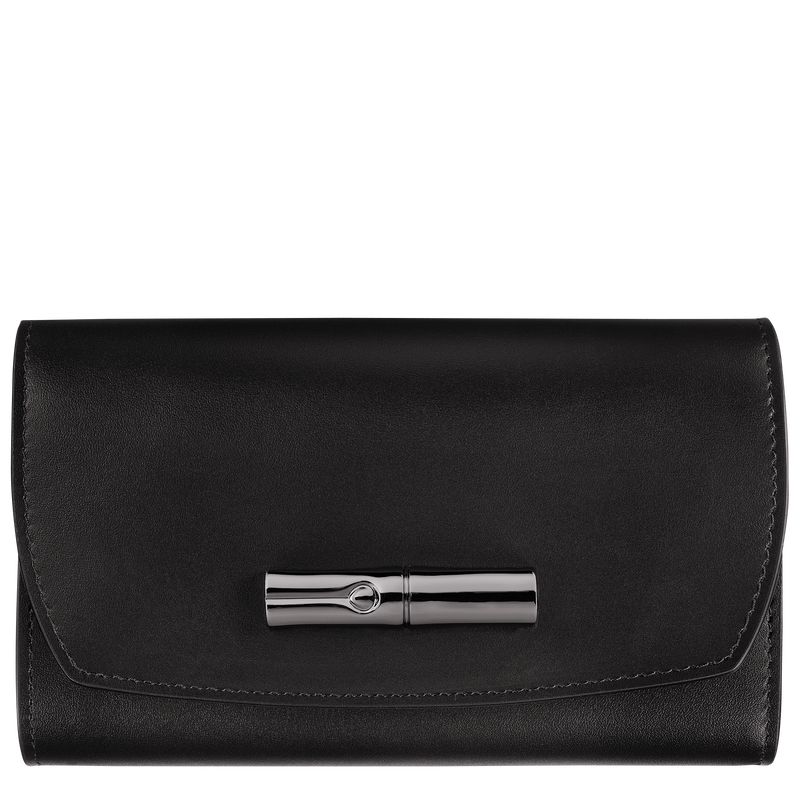 Longchamp Le Roseau Women Wallet Black | Australia-294IWAYDV
