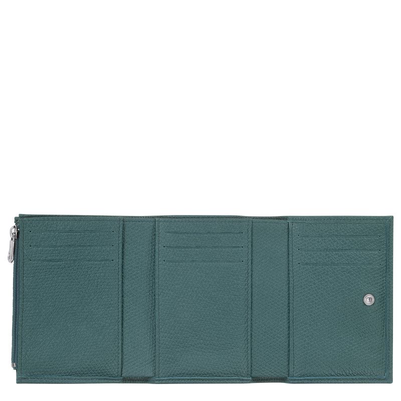 Longchamp Le Roseau Women Wallet Blue Green | Australia-108ETKULR
