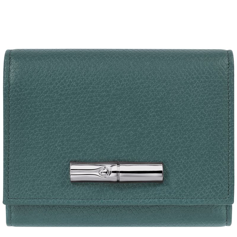 Longchamp Le Roseau Women Wallet Blue Green | Australia-108ETKULR