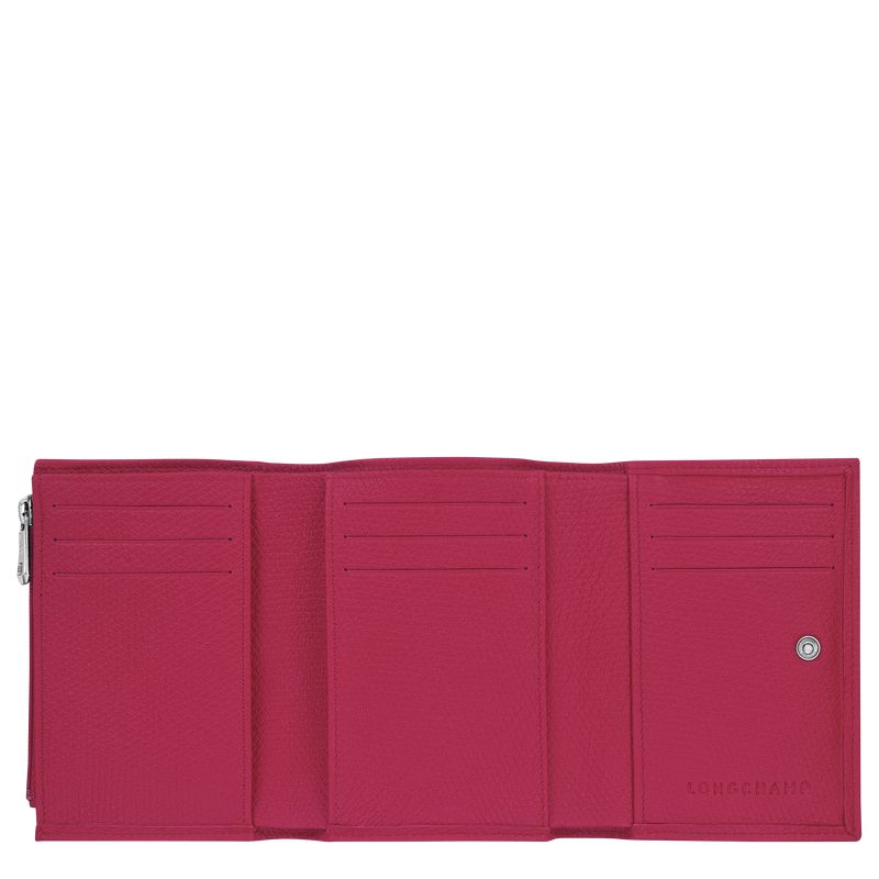 Longchamp Le Roseau Women Wallet Dark Pink | Australia-314CDAYWV
