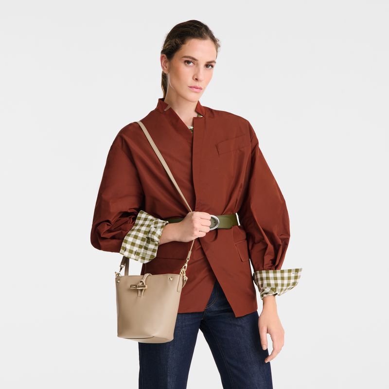 Longchamp Le Roseau Xs Women Bucket Bag Beige | Australia-561JVSXRP