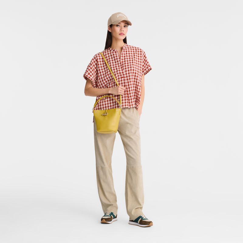 Longchamp Le Roseau Xs Women Bucket Bag Yellow | Australia-258IYMSDV
