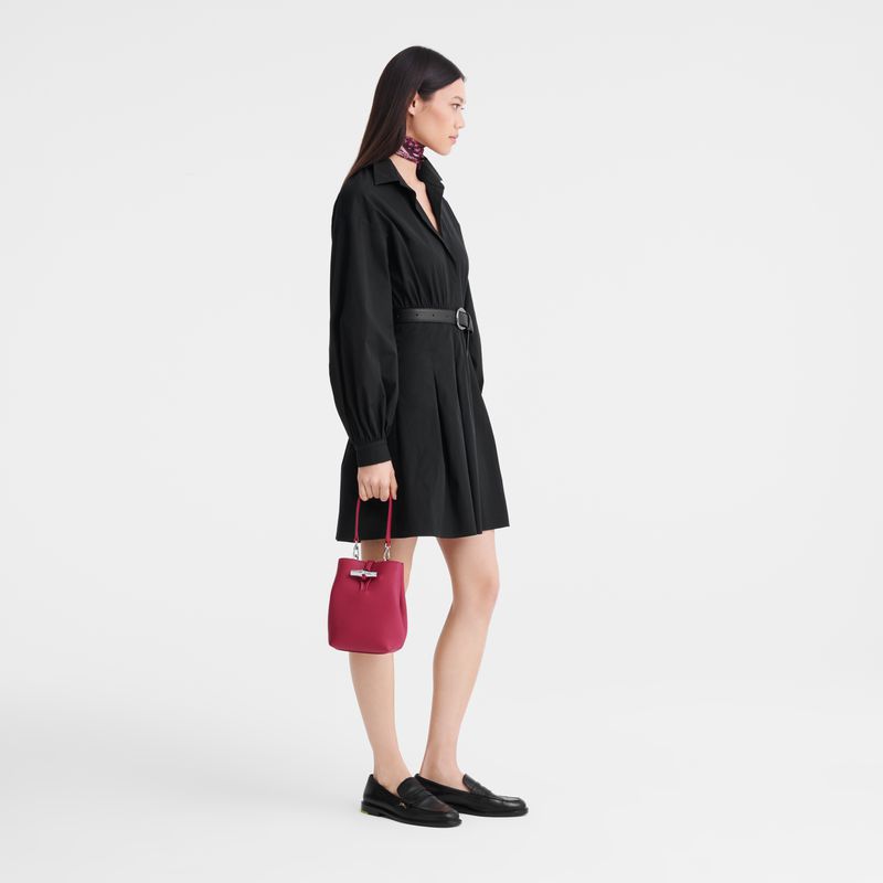 Longchamp Le Roseau Xs Women Bucket Bag Dark Pink | Australia-908ZBWSOL