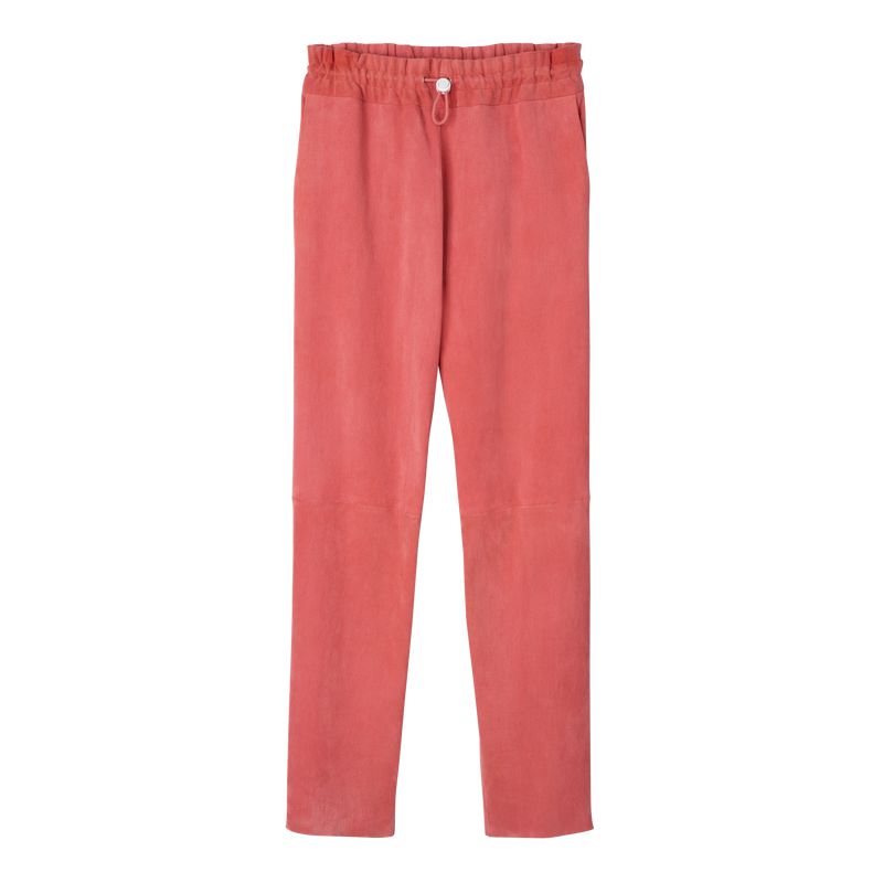 Longchamp Leather Straight Women Pants Pink | Australia-139QPKFOT
