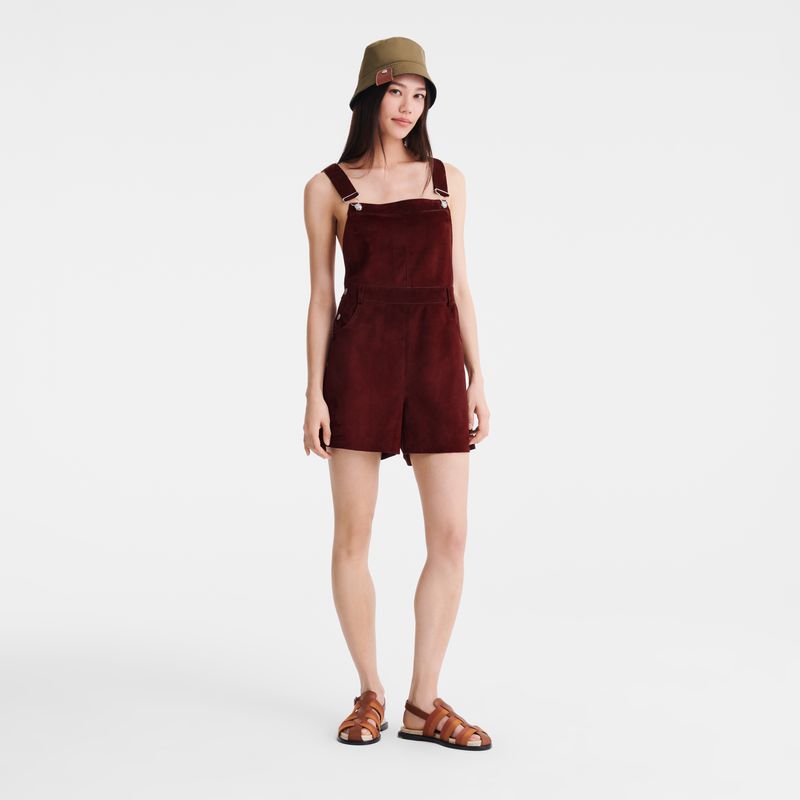 Longchamp Leather Women Jumpsuit Burgundy | Australia-039OBTAEF
