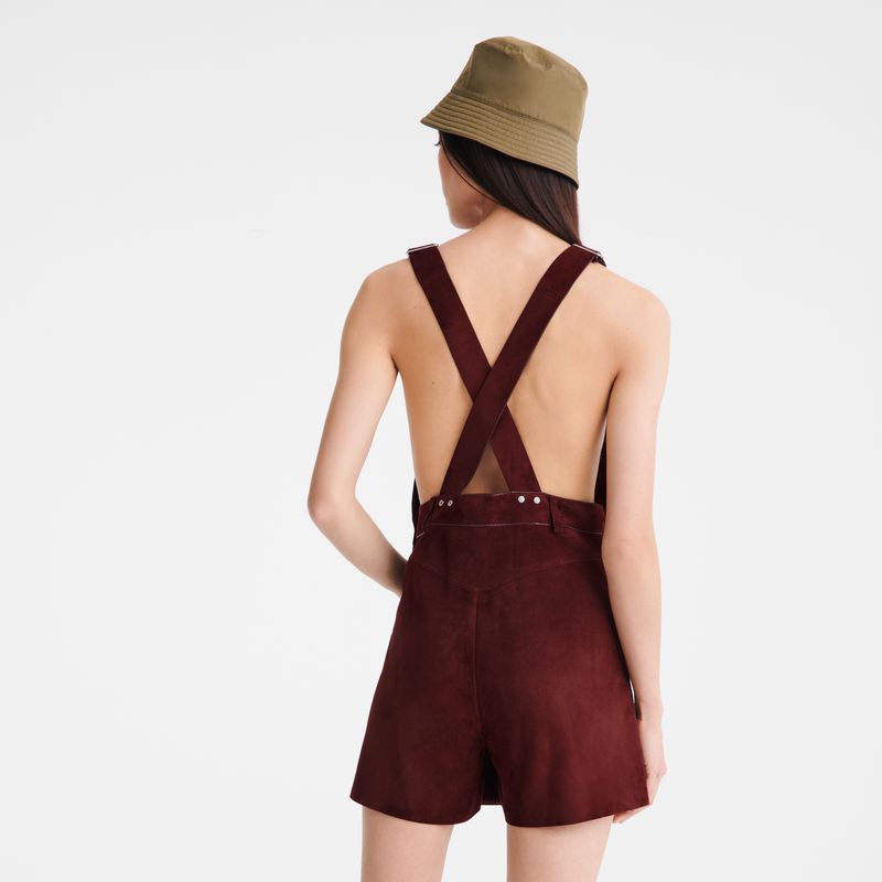Longchamp Leather Women Jumpsuit Burgundy | Australia-039OBTAEF