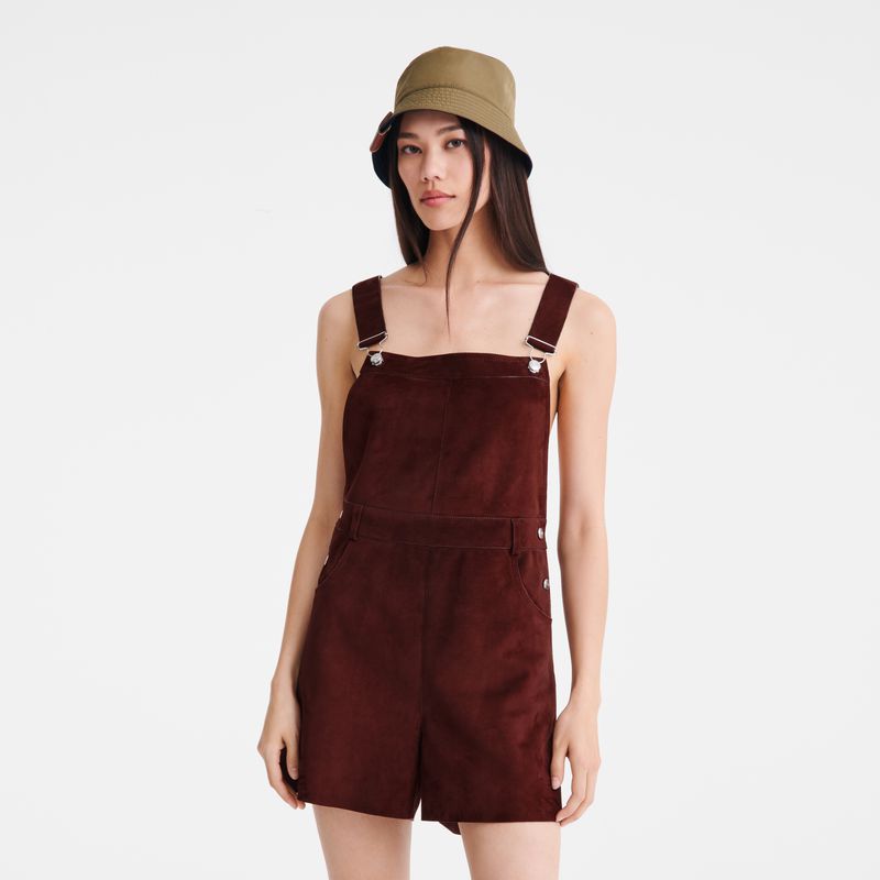 Longchamp Leather Women Jumpsuit Burgundy | Australia-039OBTAEF