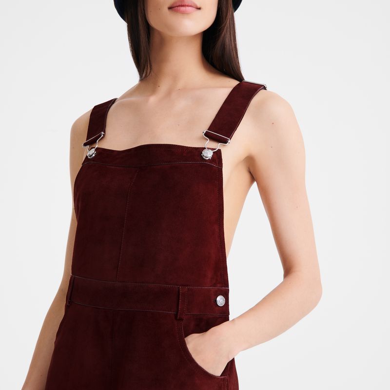 Longchamp Leather Women Jumpsuit Burgundy | Australia-039OBTAEF