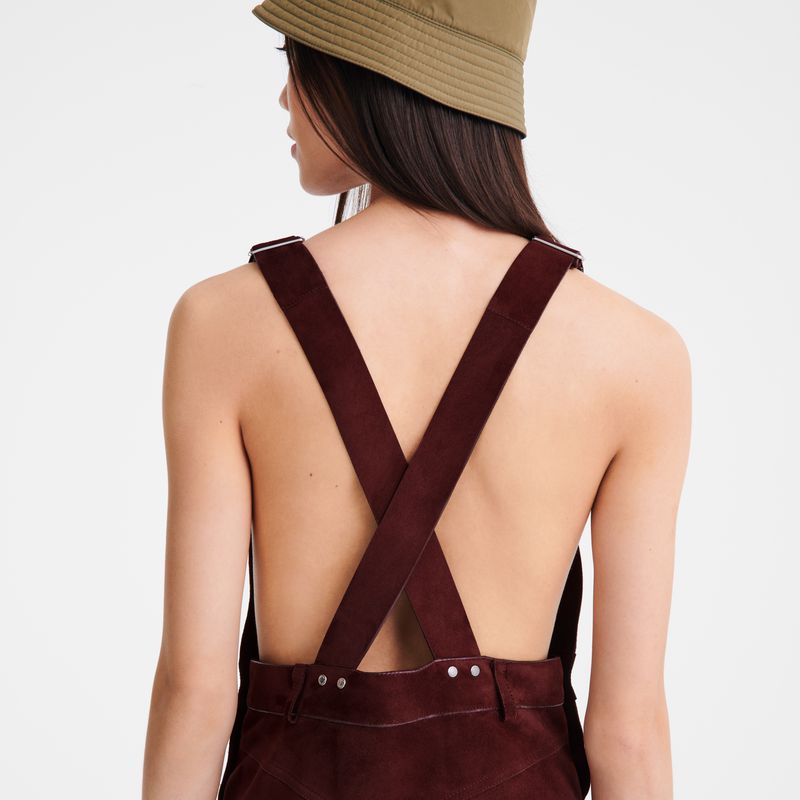 Longchamp Leather Women Jumpsuit Burgundy | Australia-039OBTAEF