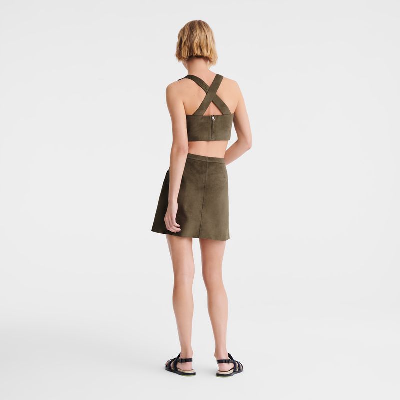 Longchamp Leather Women Top Khaki | Australia-625VDPYXT