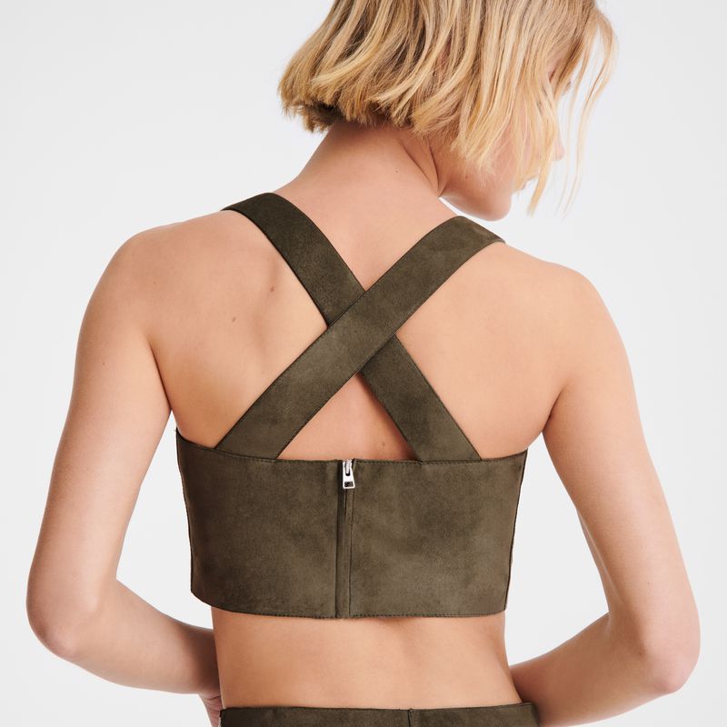 Longchamp Leather Women Top Khaki | Australia-625VDPYXT