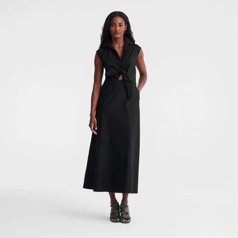 Longchamp Long Women Dress Black | Australia-340GFEYLU