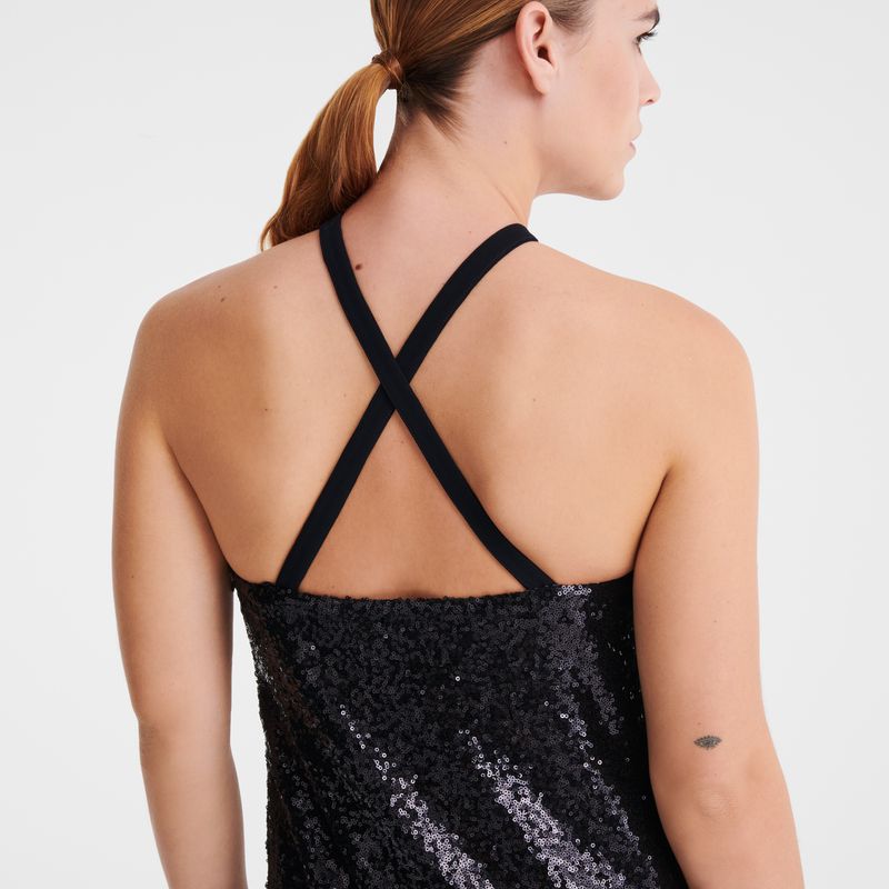 Longchamp Long Women Dress Black | Australia-692XMLEBW