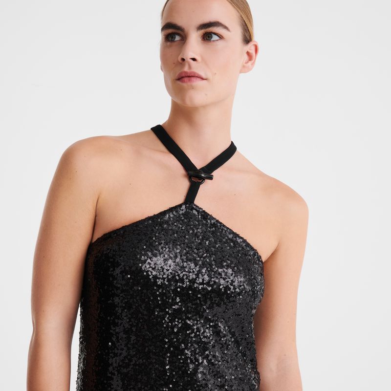 Longchamp Long Women Dress Black | Australia-692XMLEBW