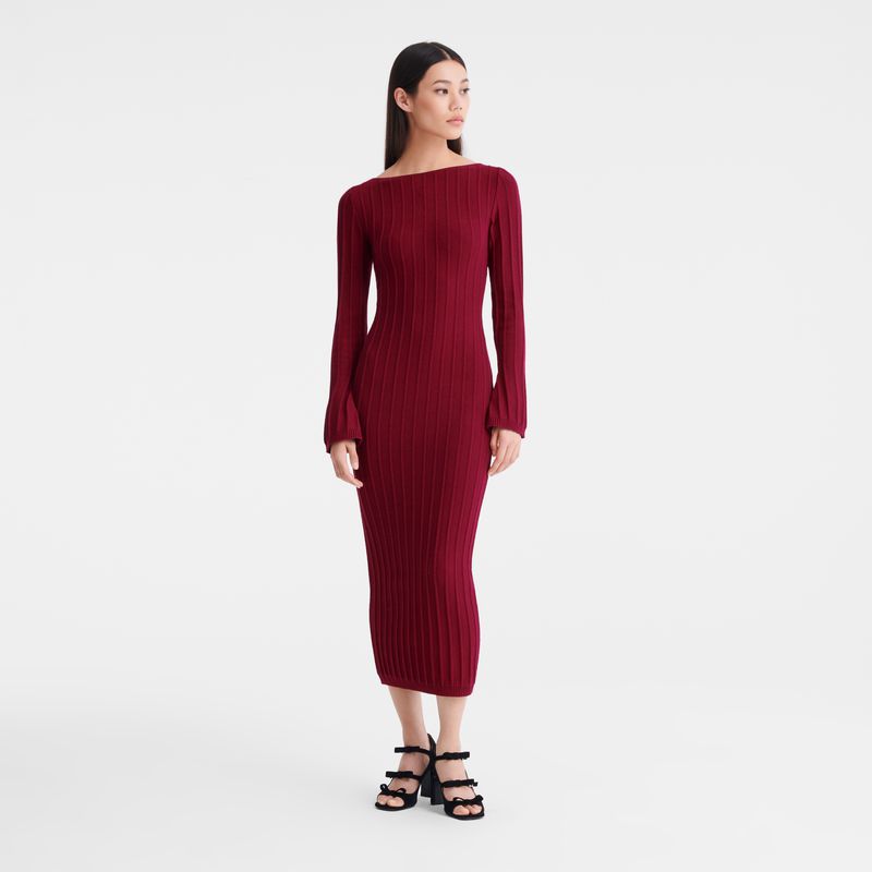Longchamp Long Women Dress Dark Red | Australia-614PIKNRV