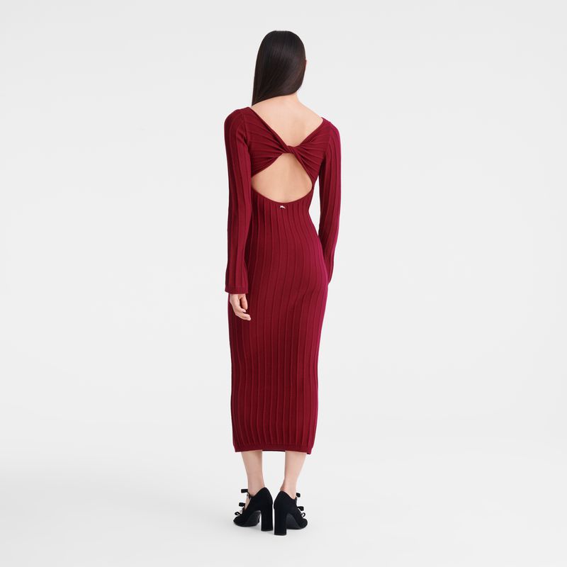Longchamp Long Women Dress Dark Red | Australia-614PIKNRV