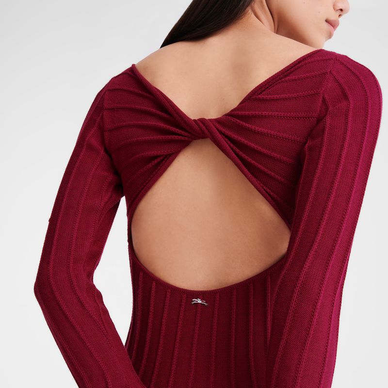 Longchamp Long Women Dress Dark Red | Australia-614PIKNRV