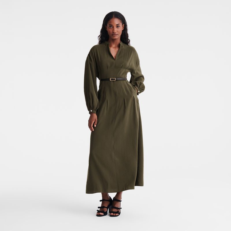 Longchamp Long Women Dress Khaki | Australia-679ZYSUTL