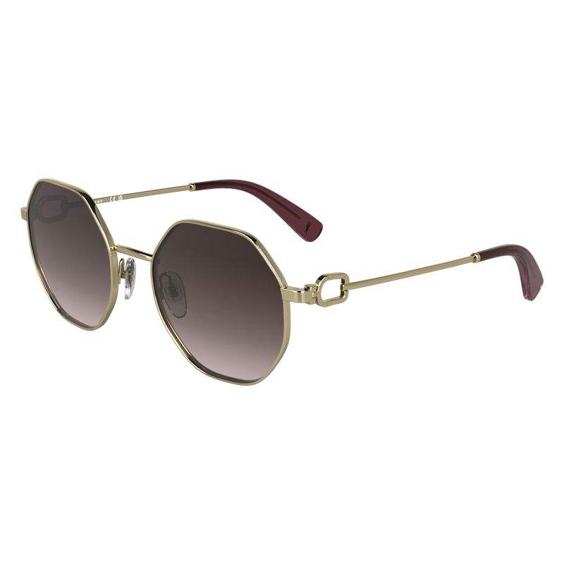 Longchamp Metal Women Sunglasses Gold / Brown Pink | Australia-189JASXIN