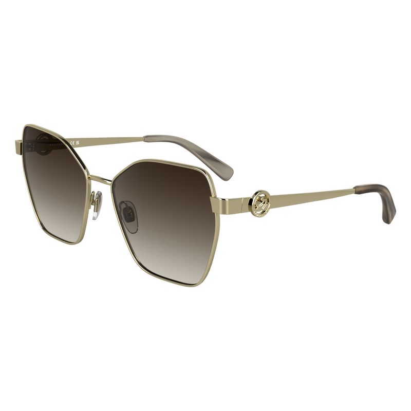 Longchamp Metal Women Sunglasses Gold / Brown | Australia-654NMWJCT