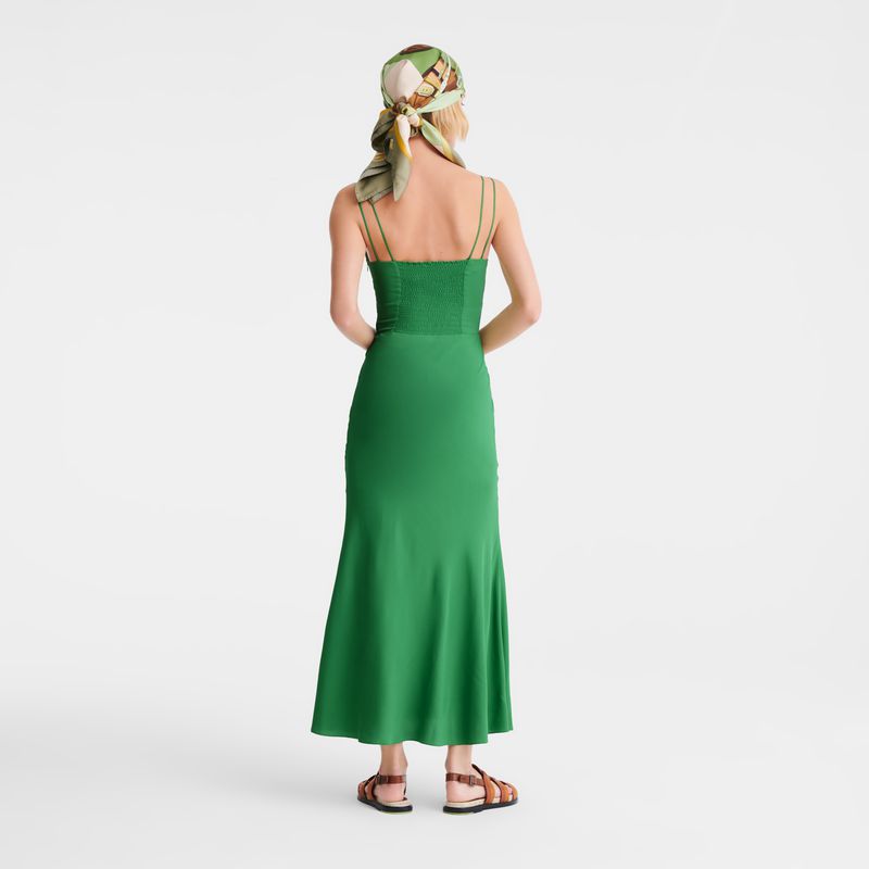 Longchamp Midi Women Dress Green | Australia-415RCJMPG