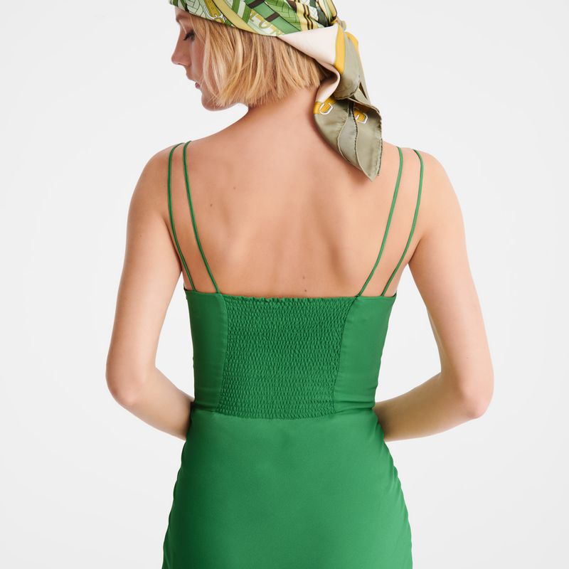 Longchamp Midi Women Dress Green | Australia-415RCJMPG