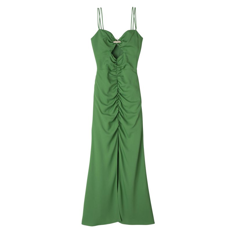 Longchamp Midi Women Dress Green | Australia-415RCJMPG