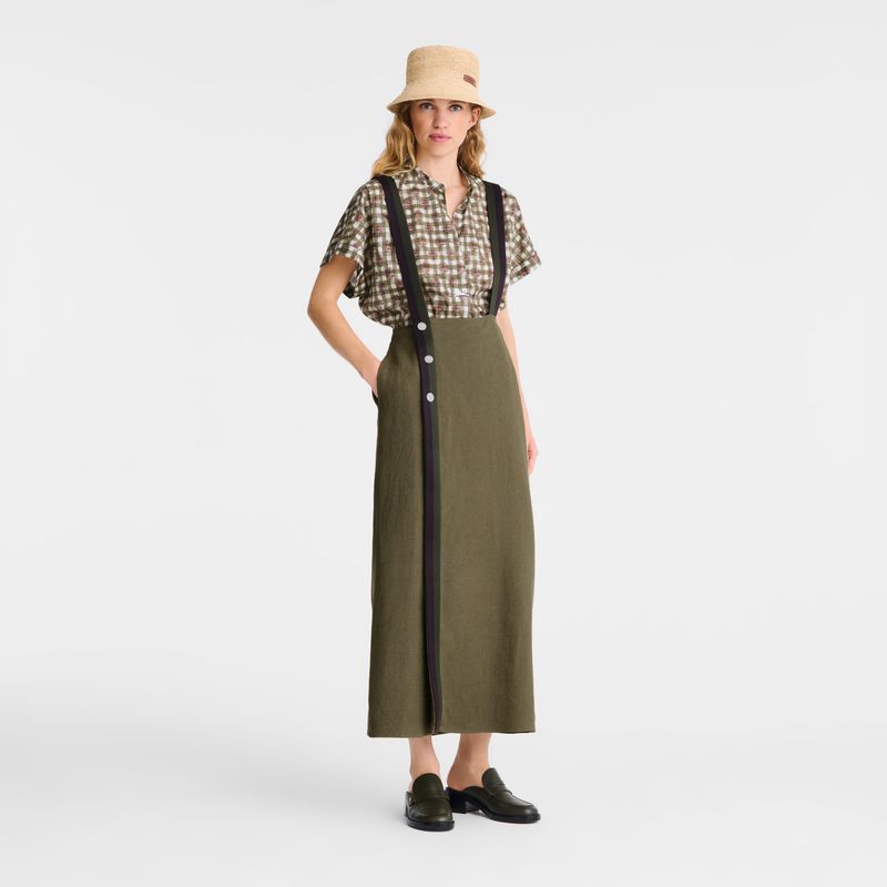 Longchamp Midi Women Skirts Olive | Australia-168XVAZCU