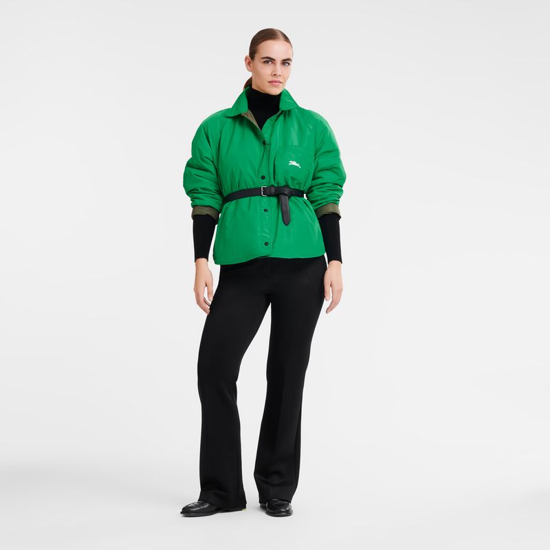 Longchamp Padded Blouson Women Jacket Khaki / Green | Australia-124SFNMPO