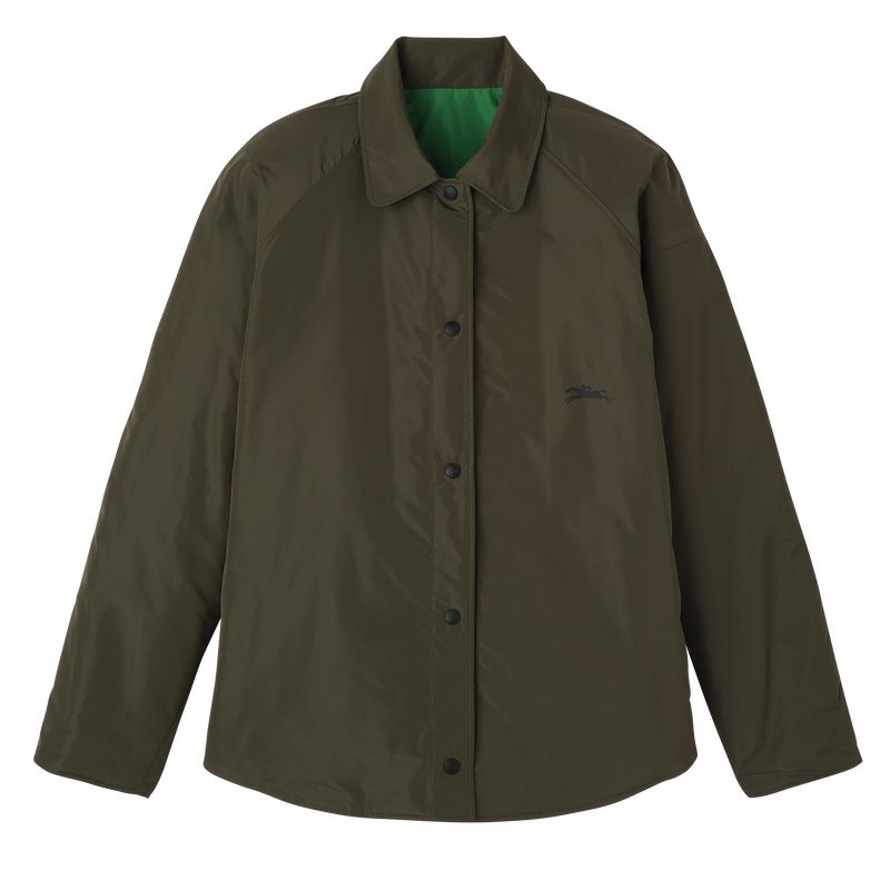 Longchamp Padded Blouson Women Jacket Khaki / Green | Australia-124SFNMPO