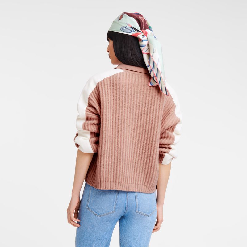 Longchamp Polo Collar Women Jumper Beige | Australia-389VQOIHK