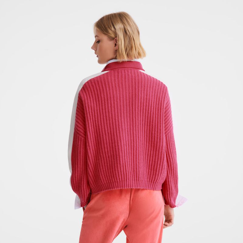 Longchamp Polo Collar Women Jumper Pink | Australia-612UMILZQ