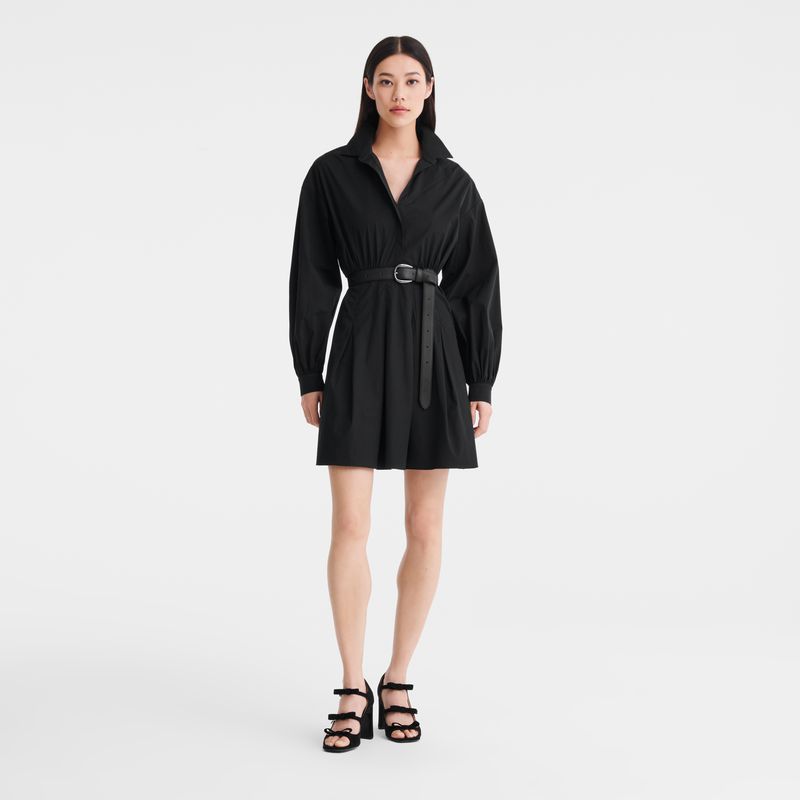 Longchamp Popelin Women Dress Black | Australia-681LCAYHS