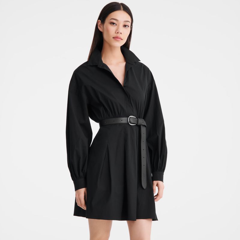 Longchamp Popelin Women Dress Black | Australia-681LCAYHS