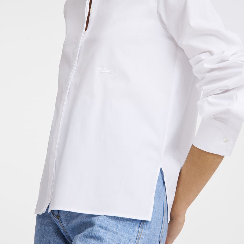 Longchamp Popelin Women Shirts White | Australia-974OCKLDG