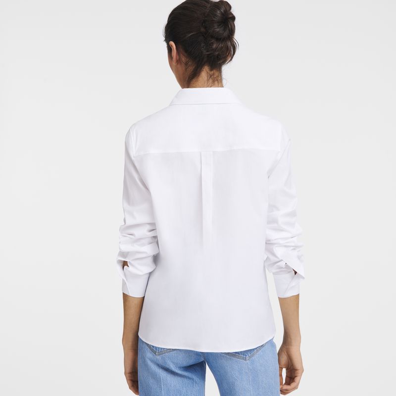 Longchamp Popelin Women Shirts White | Australia-974OCKLDG