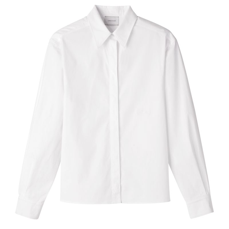 Longchamp Popelin Women Shirts White | Australia-974OCKLDG