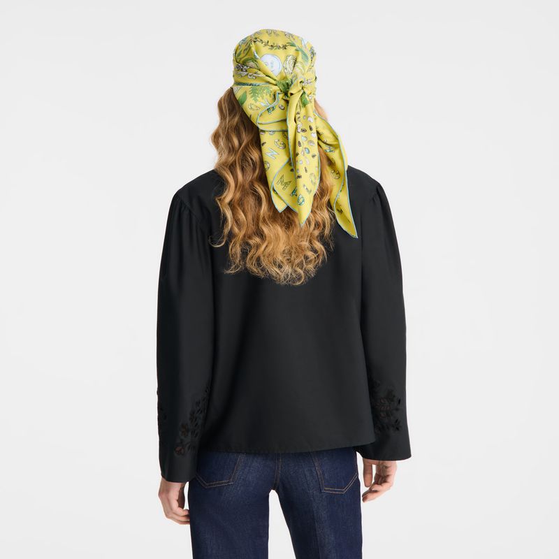 Longchamp Poplin Embroidered Women Blouse Black | Australia-305TBZVID