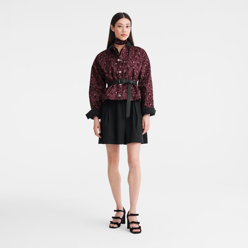 Longchamp Printed Gabardine Women Jacket Burgundy | Australia-419TFEJXB