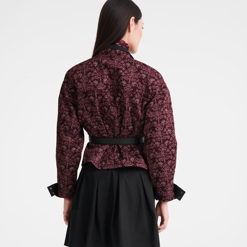 Longchamp Printed Gabardine Women Jacket Burgundy | Australia-419TFEJXB