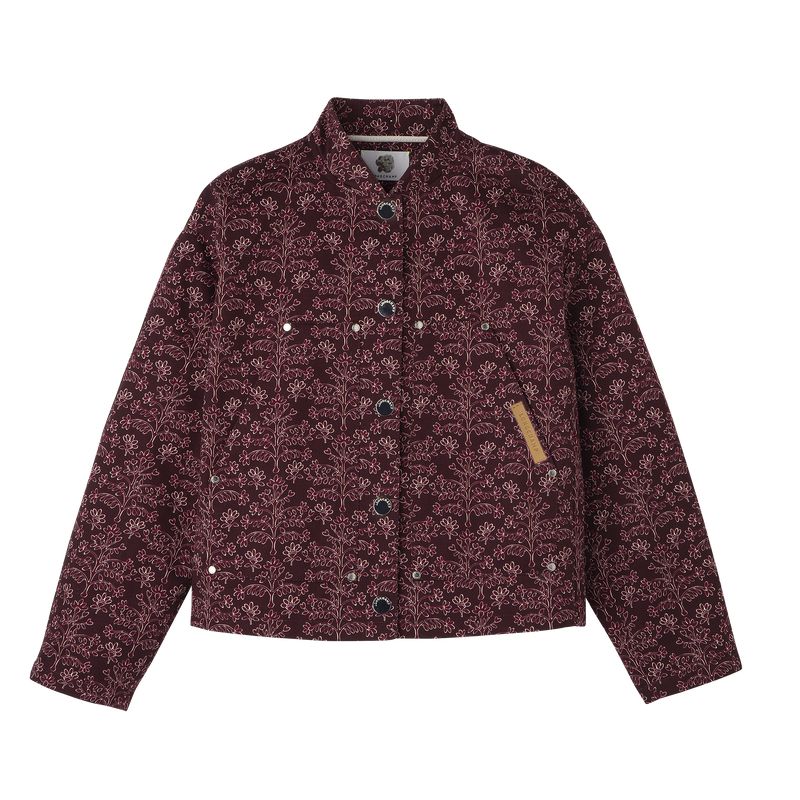 Longchamp Printed Gabardine Women Jacket Burgundy | Australia-419TFEJXB
